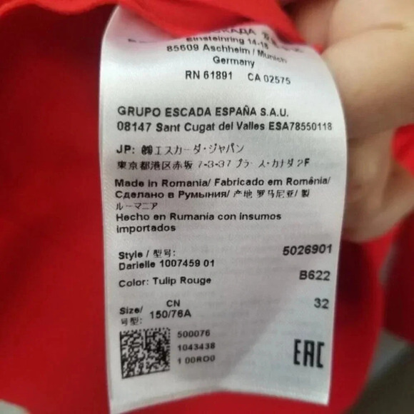 Escada Sport Darielle Bell Sleeve Tulip Rouge  Dress XS - Picture 6 of 13